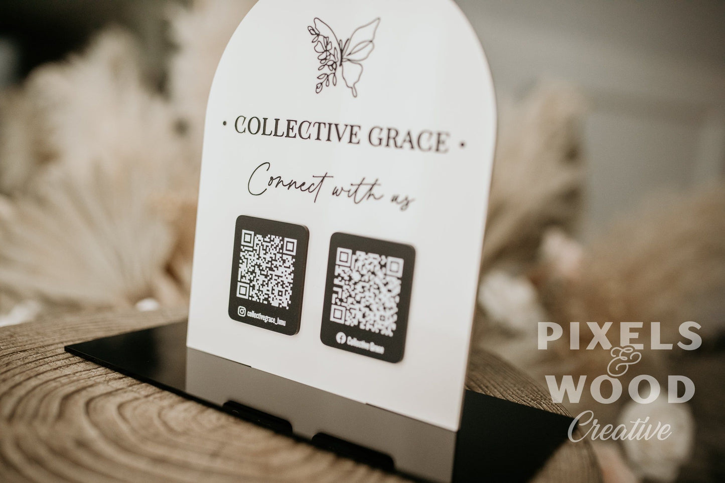 QR Code Business Social Media Sign - Acrylic Arch