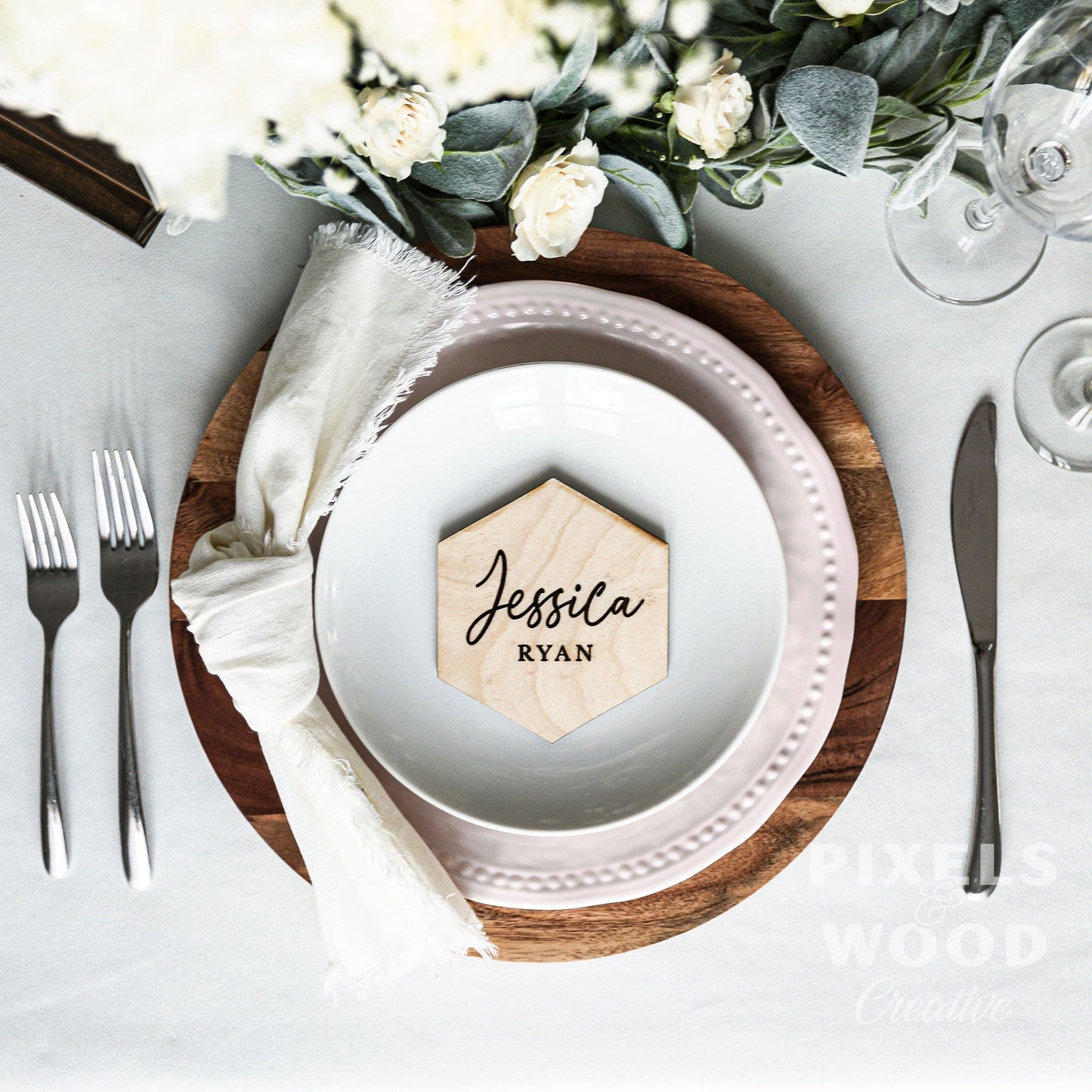 Laser Engraved Wood Place Settings