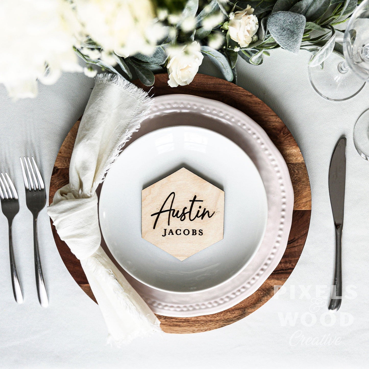 Laser Engraved Wood Place Settings